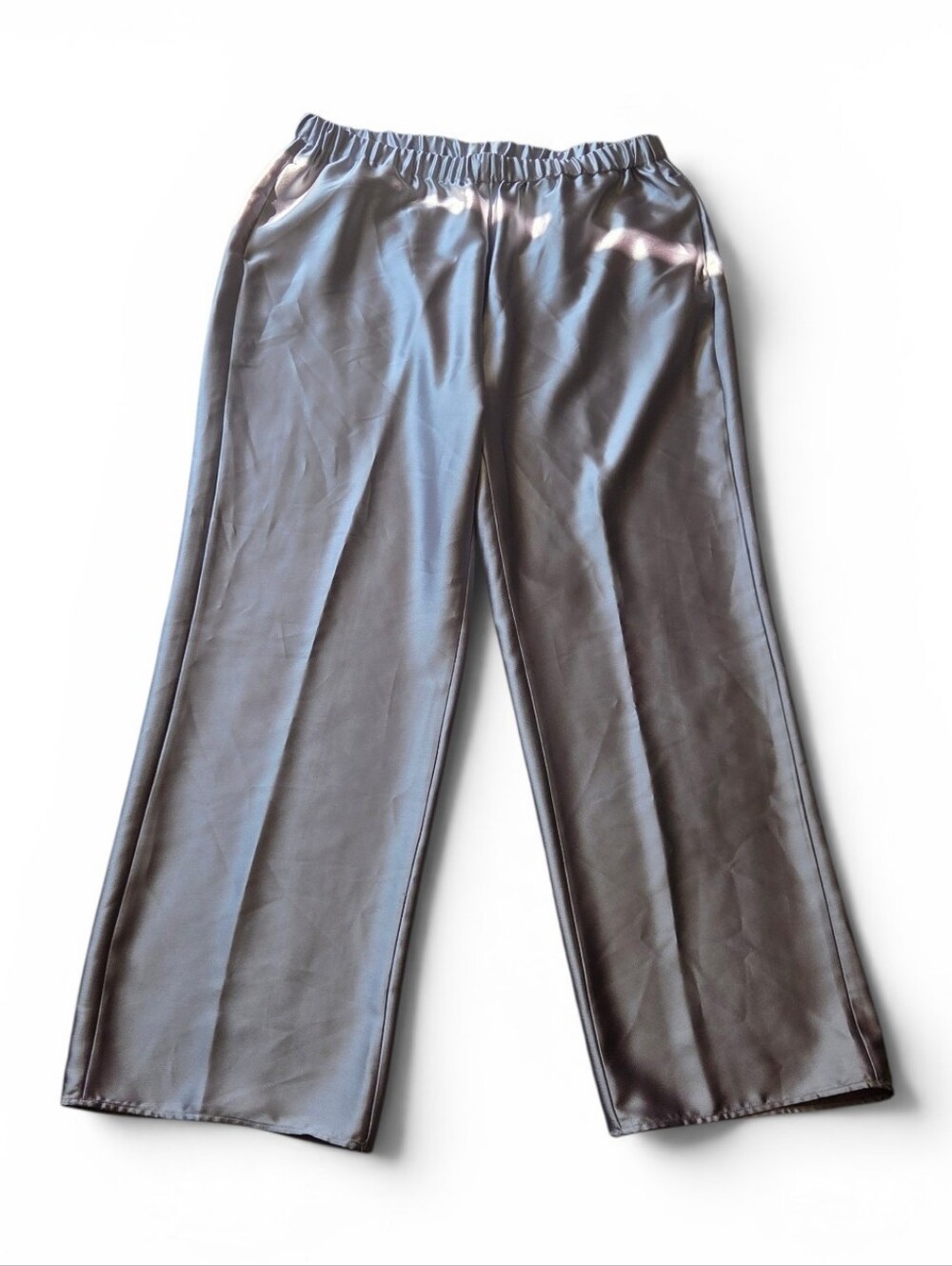 Marina Rinaldi RASO Satin Gray Long Trouser With Pockets Size 20W‎ NWT $195